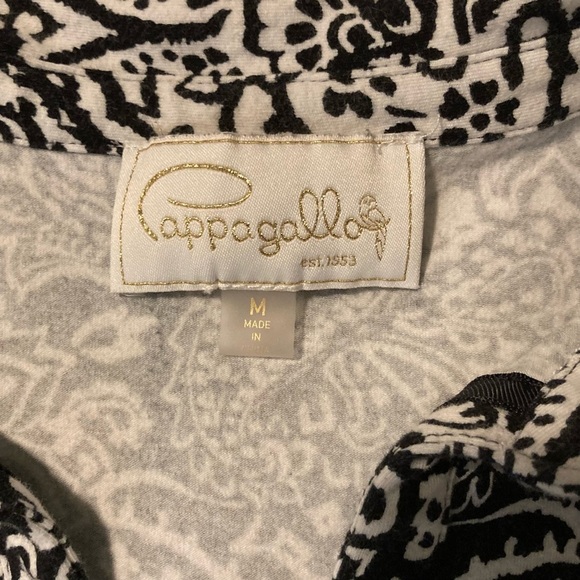 Pappagallo Paisley Top | Size M | Black and White | Stretchy | 3/4 Sleeve - Picture 6 of 7